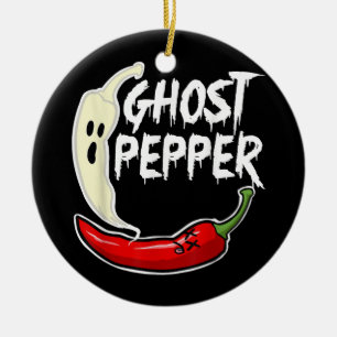 Ghost Pepper Funny Spicy Hot Halloween Ghost Peppe Keramisch Ornament