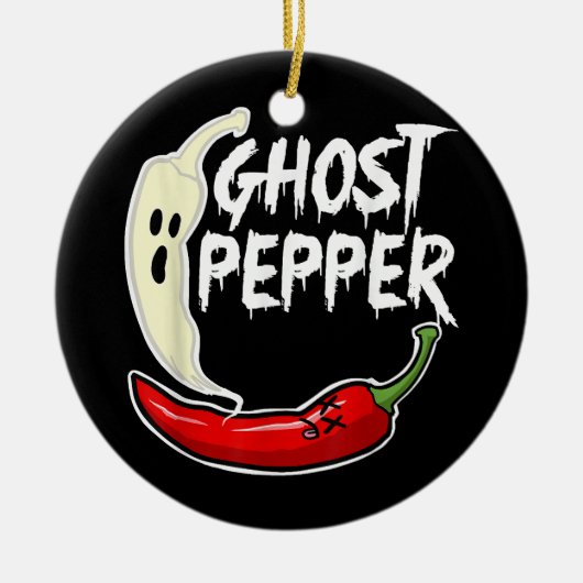 Ghost Pepper Funny Spicy Hot Halloween Ghost Peppe Keramisch Ornament (Voorkant)