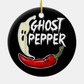 Ghost Pepper Funny Spicy Hot Halloween Ghost Peppe Keramisch Ornament (Achterkant)