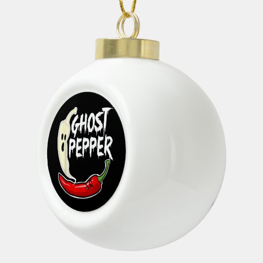 Ghost Pepper Funny Spicy Hot Halloween Ghost Peppe Keramische Bal Ornament (Rechts)
