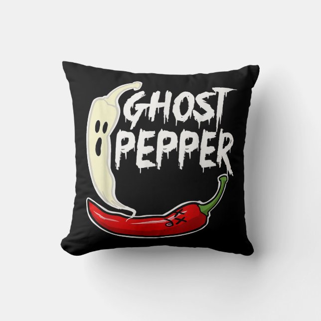 Ghost Pepper Funny Spicy Hot Halloween Ghost Peppe Kussen (Voorkant)