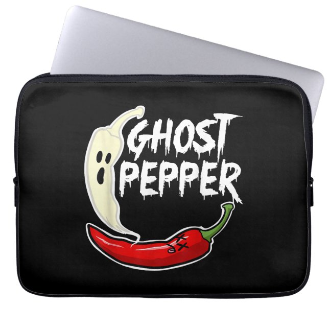 Ghost Pepper Funny Spicy Hot Halloween Ghost Peppe Laptop Sleeve (Voorkant)