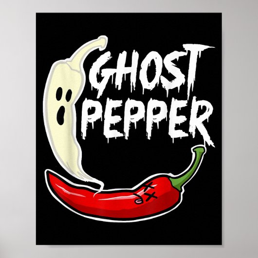 Ghost Pepper Funny Spicy Hot Halloween Ghost Peppe Poster (Voorkant)