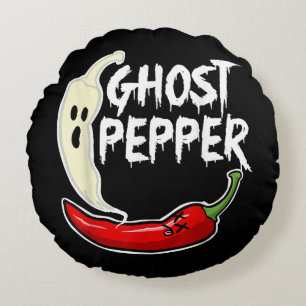 Ghost Pepper Funny Spicy Hot Halloween Ghost Peppe Rond Kussen