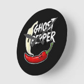 Ghost Pepper Funny Spicy Hot Halloween Ghost Peppe Ronde Klok (Hoek)