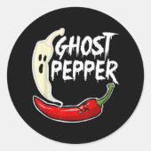 Ghost Pepper Funny Spicy Hot Halloween Ghost Peppe Ronde Sticker (Voorkant)