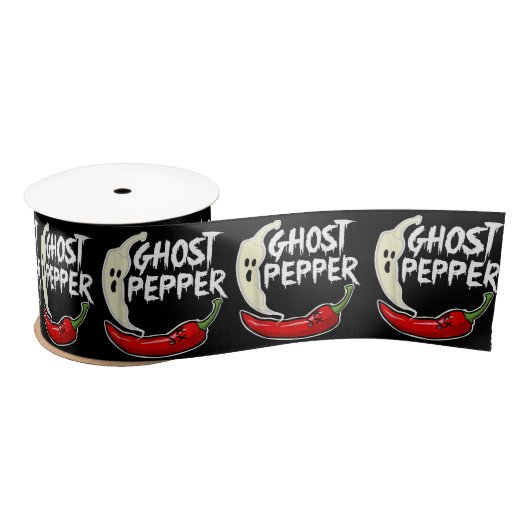 Ghost Pepper Funny Spicy Hot Halloween Ghost Peppe Satijnen Lint (Spoel)