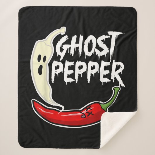 Ghost Pepper Funny Spicy Hot Halloween Ghost Peppe Sherpa Deken (Voorkant)