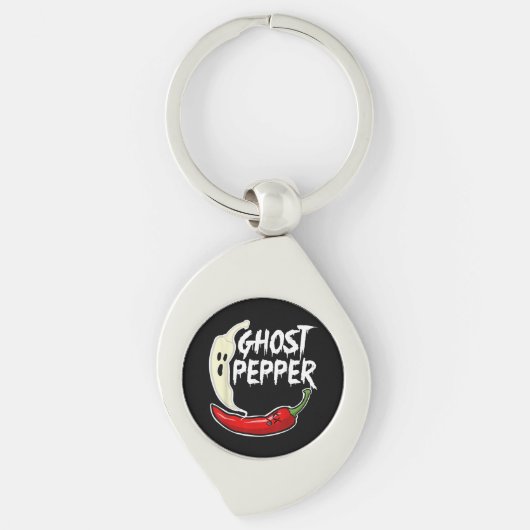 Ghost Pepper Funny Spicy Hot Halloween Ghost Peppe Sleutelhanger (Voorkant)