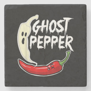 Ghost Pepper Funny Spicy Hot Halloween Ghost Peppe Stenen Onderzetter