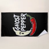 Ghost Pepper Funny Spicy Hot Halloween Ghost Peppe Strandlaken (Voorkant)