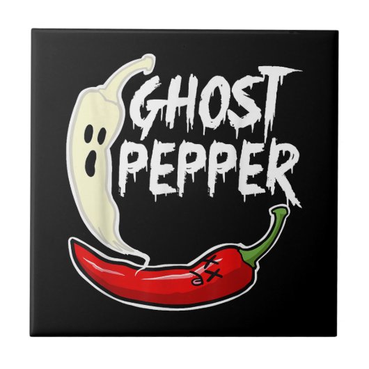 Ghost Pepper Funny Spicy Hot Halloween Ghost Peppe Tegeltje (Voorkant)