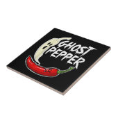Ghost Pepper Funny Spicy Hot Halloween Ghost Peppe Tegeltje (Zijkant)