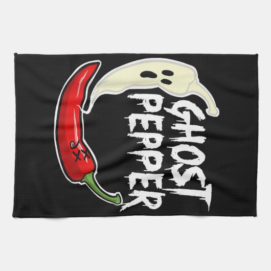 Ghost Pepper Funny Spicy Hot Halloween Ghost Peppe Theedoek (Horizontaal)