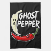 Ghost Pepper Funny Spicy Hot Halloween Ghost Peppe Theedoek (Verticaal)
