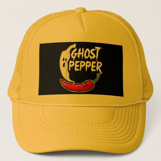 Ghost Pepper Funny Spicy Hot Halloween Ghost Peppe Trucker Pet (Voorkant)