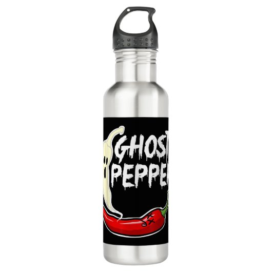 Ghost Pepper Funny Spicy Hot Halloween Ghost Peppe Waterfles (Voorkant)