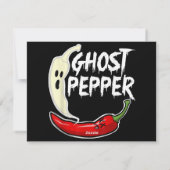 Ghost Pepper Grappige Pittige Hete Halloween Ghost Feestdagenkaart (Achterkant)