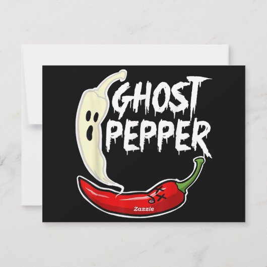 Ghost Pepper Grappige Pittige Hete Halloween Ghost Feestdagenkaart (Achterkant)