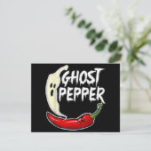 Ghost Pepper Grappige Pittige Hete Halloween Ghost Feestdagenkaart (Staand voorkant)