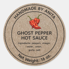 Ghost Pepper Hot Sauce Canning Jar Label Kraft