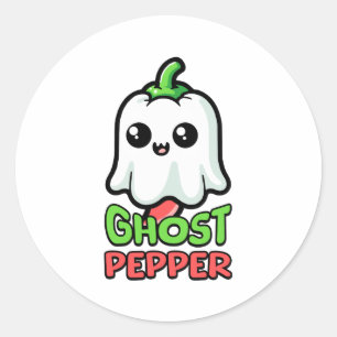 Ghost Pepper! Schattigee hete peper woordspeling Ronde Sticker