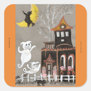 Ghost Pigs Halloween Trick of Treking Stickers