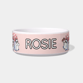 Ghost Pink Bow Custom Halloween Dog Voerbakje