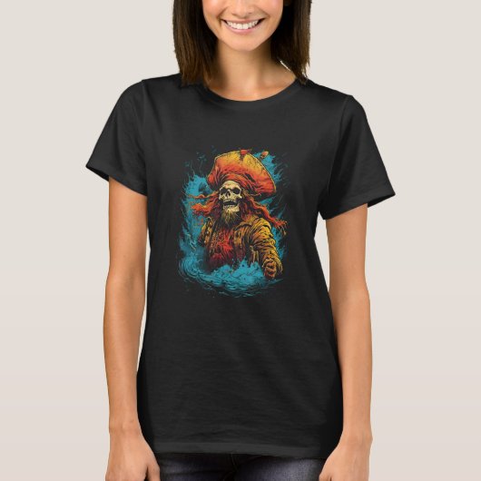 Ghost Pirate Captain by Haunted Horror Halloween 1 T-shirt (Voorkant)