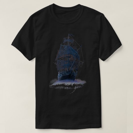 Ghost Pirate Ship at Night T-shirt (Design voorkant)