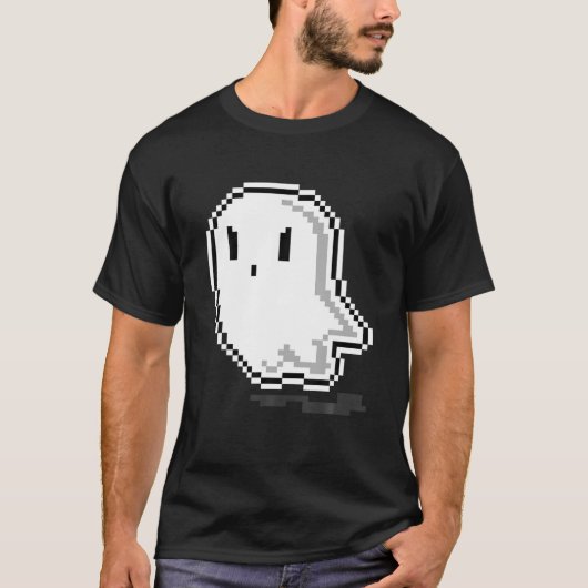 Ghost Pixel Art Lazy Halloween Costume Game T-shirt (Voorkant)