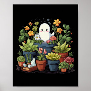 Ghost Plant Lady Halloween spookachtig tuinieren P Poster