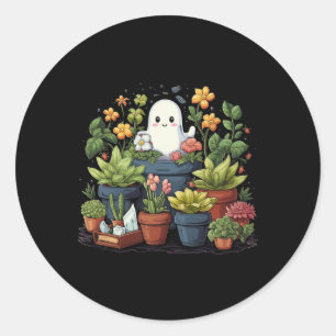 Ghost Plant Lady Halloween spookachtig tuinieren P Ronde Sticker