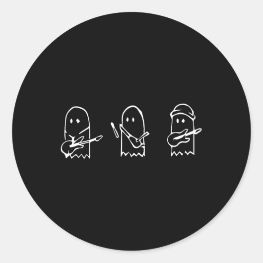 Ghost Playing Gitaar Lazy Halloween Kostuum Leuk M Ronde Sticker (Voorkant)
