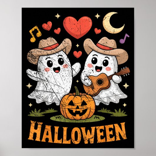 Ghost Playing Guitar For Halloween Lovers  Poster (Voorkant)