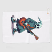 Ghost Playing Guitar - Spooky muziek Halloween T-s Golfhanddoek (Horizontaal)