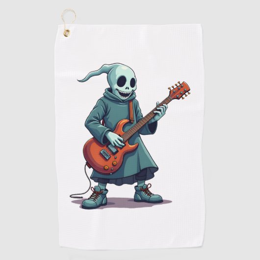 Ghost Playing Guitar - Spooky muziek Halloween T-s Golfhanddoek (Voorkant)