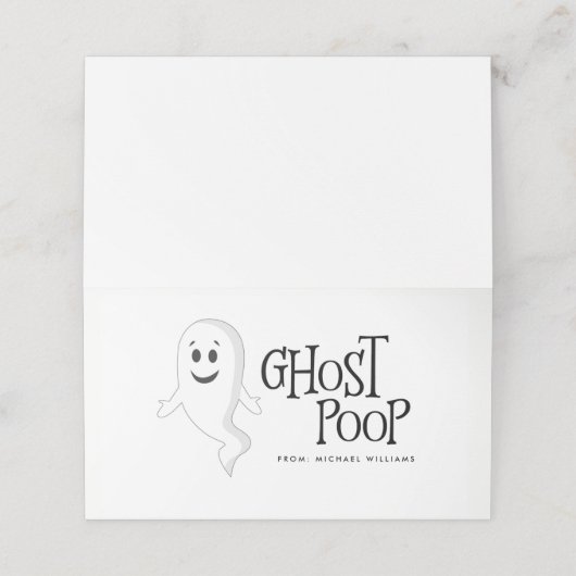Ghost Poop Halloween Snoep Bag Topper Plaatskaartje (Buitenkant ongevouwen)