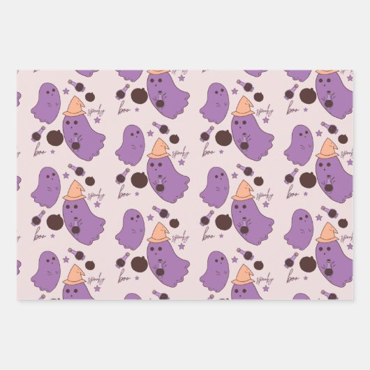 Ghost Potion Spooky Halloween Pattern Inpakpapier Vel (Voorkant 3)