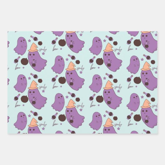 Ghost Potion Spooky Halloween Pattern Inpakpapier Vel (Voorkant 2)