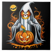 Ghost preps pompoenen voor Halloween! Tegeltje (Voorkant)