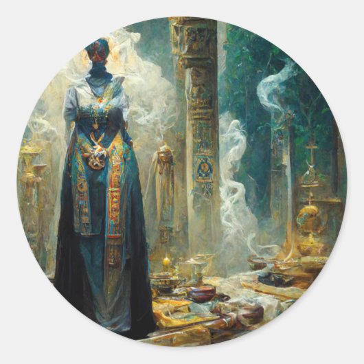 Ghost Priestess Fantasy Ronde Sticker (Voorkant)