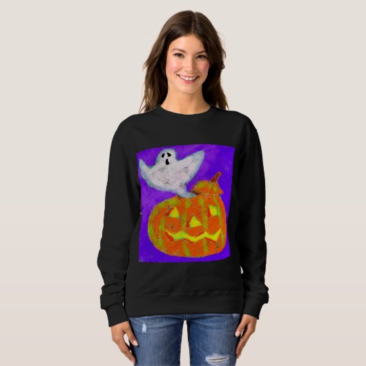 Ghost Pumpkin Abstracte Halloween-kunst om te Draa Trui (Voorkant volledig)