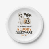 Ghost Pumpkin Bat Naam Spooky Halloween Bash Papieren Bordje (Voorkant)