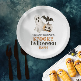 Ghost Pumpkin Bat Naam Spooky Halloween Bash Papieren Bordje