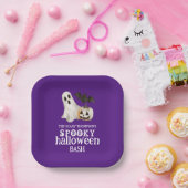 Ghost Pumpkin Bat Spooky Halloween Bash Paarse Papieren Bordje (Feest)