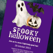 Ghost Pumpkin Bat Spooky Halloween Paarse Kaart