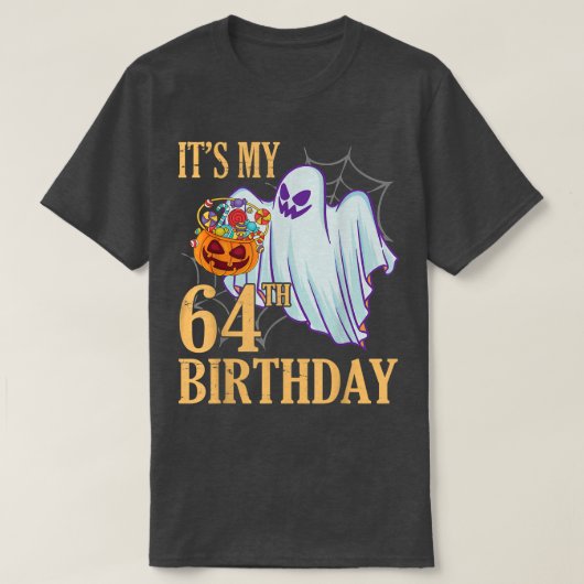 Ghost Pumpkin Candy Corn Halloween Day in mijn 64e T-shirt (Design voorkant)