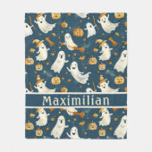 Ghost Pumpkin Falling verlaat Blauwgroen Fleece Deken (Voorkant)