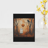  Ghost Pumpkin Gothic Halloween Ghost Spook Kaart (Gele Bloem)